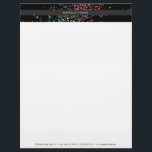 Colorful Confetti Bokeh on Black Modern Letterhead<br><div class="desc">Coordinates with the Colorful Confetti Bokeh on Black Modern Business Card by 1201AM. A rainbow-hued splash of colorful confetti dots create an intriguing backdrop on the header of this modern letterhead template. Your name or business name is simply styled in the center on a charcoal gray/black strip for a contrasting...</div>