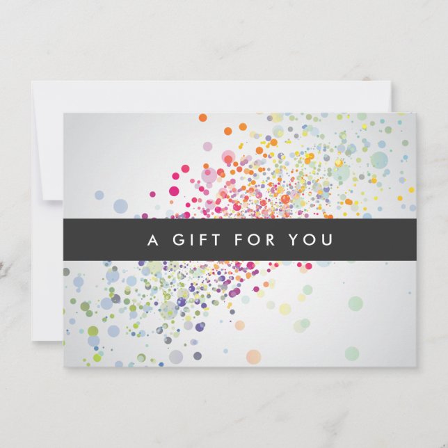 Colorful Confetti Bokeh on Gray Gift Certificate (Front)