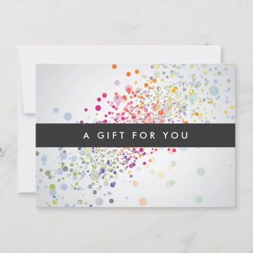 COOL &amp; UNIQUE COLORFUL CONFETTI Gift Certificate Custom Invite