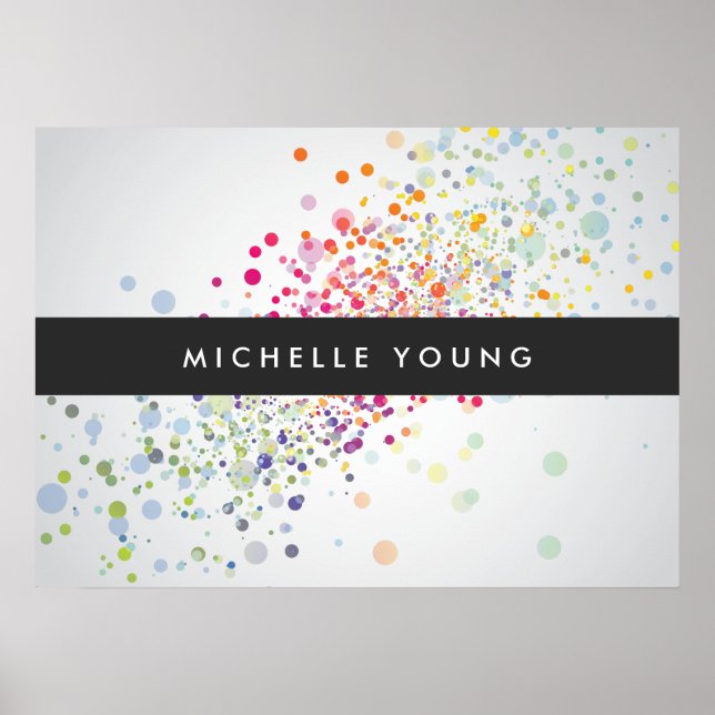 Colorful Confetti Bokeh on Gray Modern Poster (Front)