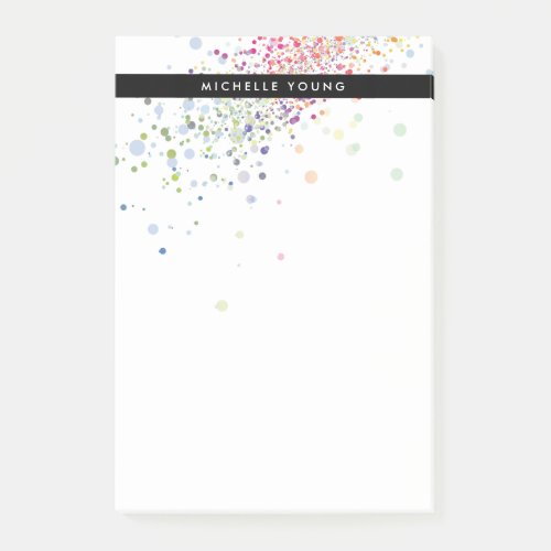 Colorful Confetti Bokeh on White Modern Post_it Notes