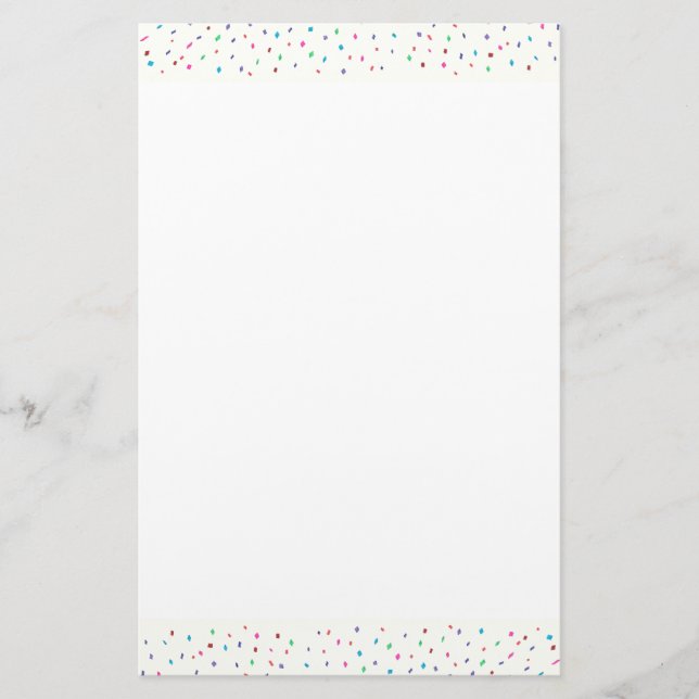 Colorful Confetti Border Stationery (Front)