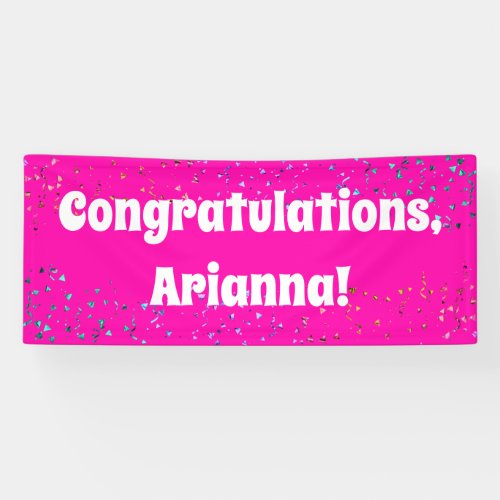 Colorful Confetti Bright Hot Pink Congratulations Banner