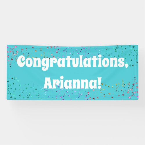 Colorful Confetti Bright Turquoise Congratulations Banner