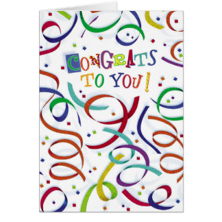 Colorful confetti congrats customizable card