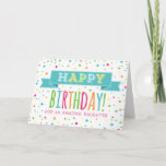 Colorful Confetti Daughter Birthday Card<br><div class="desc">Birthday card for daughter with with colorful confetti,  hand lettered style retro text and vintage banner in bright blue,  orange,  yellow,  green and hot pink.</div>