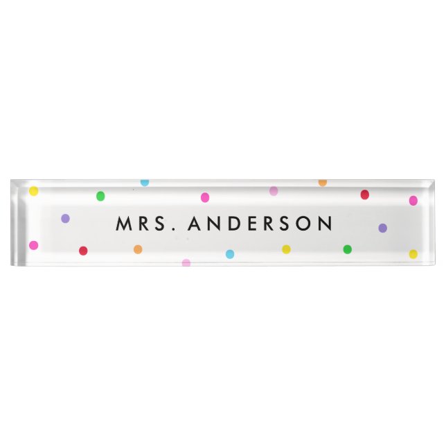 Colorful Confetti Desk Name Plate (Front)
