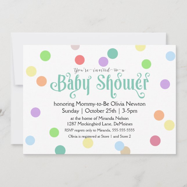 Colorful Confetti Dots Baby Shower Invitation (Front)