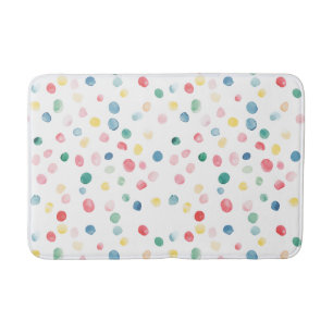 Colorful Confetti Dots Blue Red Yellow Green Pink Bath Mat