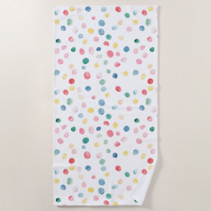 Colorful Confetti Dots Blue Red Yellow Green Pink Beach Towel