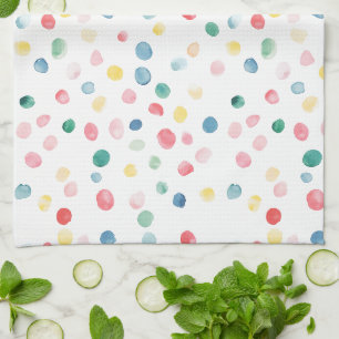 Colorful Confetti Dots Blue Red Yellow Green Pink Kitchen Towel