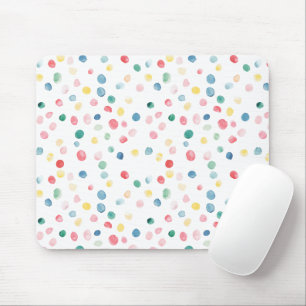 Colorful Confetti Dots Blue Red Yellow Green Pink Mouse Pad
