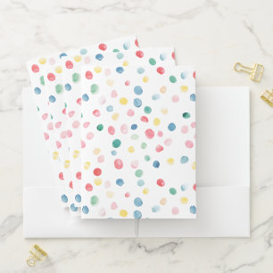 Colorful Confetti Dots Blue Red Yellow Green Pink Pocket Folder