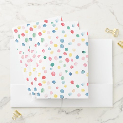 Colorful Confetti Dots Blue Red Yellow Green Pink Pocket Folder