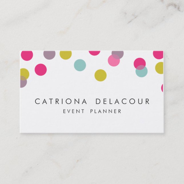 Colorful Confetti Dots Modern Business Card (Front)