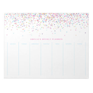 Colorful Confetti Dots Personalized Weekly Planner Notepad