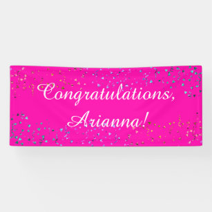 Colorful Confetti Elegant Congratulations Hot Pink Banner