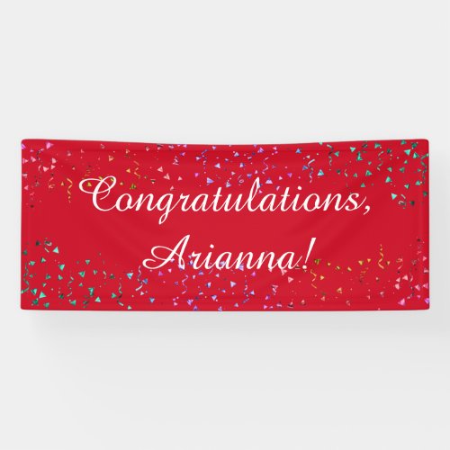 Colorful Confetti Elegant Congratulations Red Banner