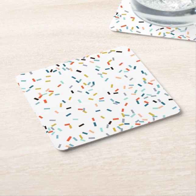 Colorful Confetti Fall Pattern Square Paper Coaster (Angled)