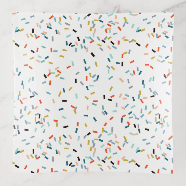 Colorful Confetti Fall Pattern Trinket Tray (Front)