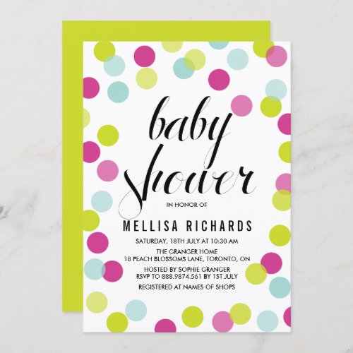 Colorful Confetti Frame Baby Shower Invitation