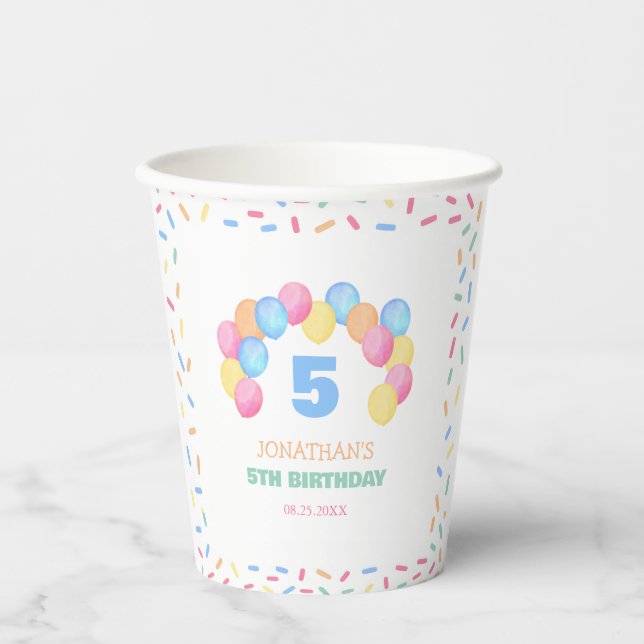 Colorful Confetti Frame Balloon Arch Birthday Paper Cups (Front)
