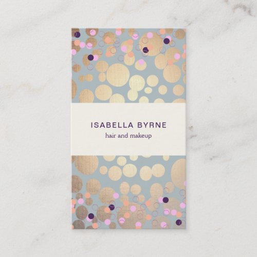 Colorful Confetti  Gold Circles Look Beauty Salon Business Card