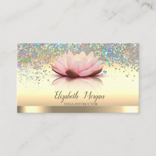 Colorful Confetti Gold Lotus Flower Yoga  Business Card