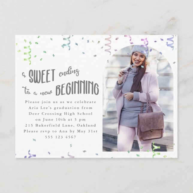 Colorful Confetti Graduation Party Invitation (Front)