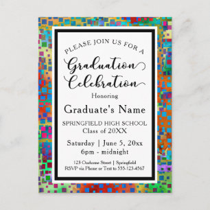 Colorful Confetti Graduation Party Invitation Postcard