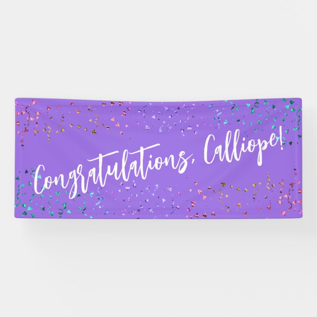 Colorful Confetti Handwriting Congratulations Banner (Horizontal)