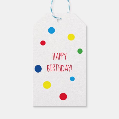 Colorful Confetti Happy Birthday Gift Tags