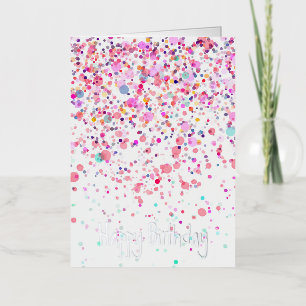 Colorful Confetti Happy Birthday Silver Foil Greeting Card