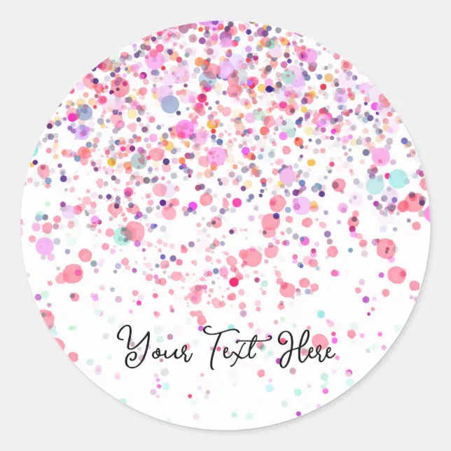 Colorful Confetti Happy Pink Classic Round Sticker | Zazzle