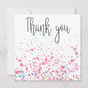 Colorful Confetti Happy Pink Thank You Card