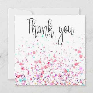 Colorful Confetti Happy Pink Thank You Card
