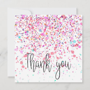 Colorful Confetti Happy Pink Thank You Card