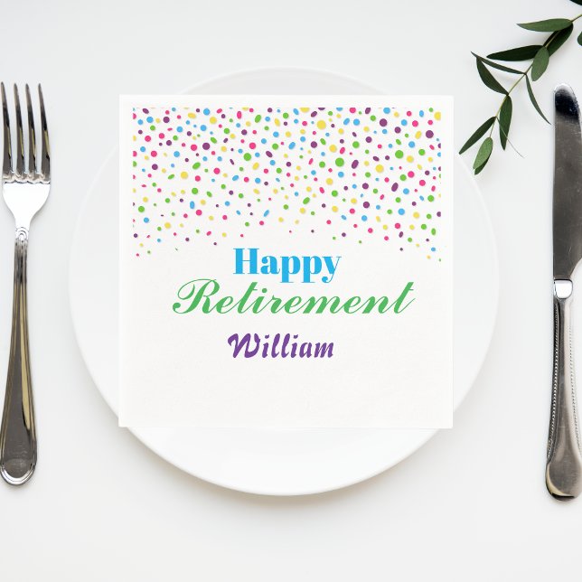 Colorful confetti Happy Retirement  Napkins (Creator Uploaded)
