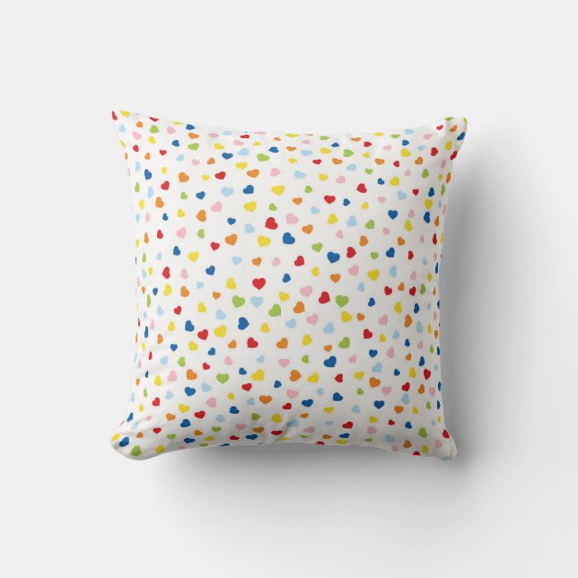 Colorful Confetti Heart Throw Pillow (Front)