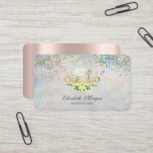  Colorful Confetti Holographic Bakery Tools Business Card