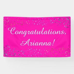 Colorful Confetti Hot Pink Congratulations Elegant Banner