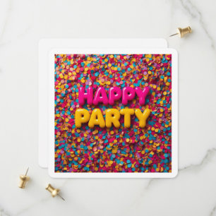 Colorful Confetti Kids Birthday Invitation Fun Par
