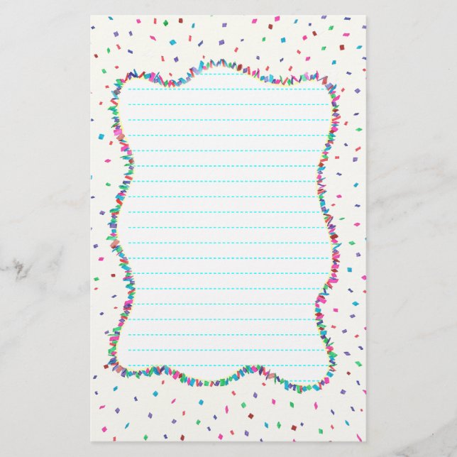 Colorful Confetti Lined Stationery (Front)