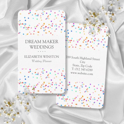 Colorful Confetti Modern Elegant Wedding Business Card