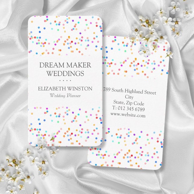 Colorful Confetti Modern Elegant Wedding Business Card (Colorful Confetti Modern Elegant Wedding Business Card)