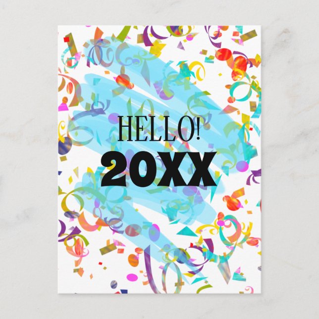 Colorful Confetti New Year Blue Squiggle Template (Front)