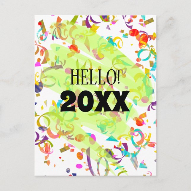 Colorful Confetti New Year Green Squiggle Template (Front)