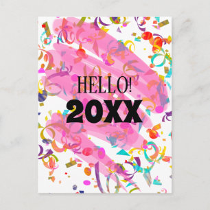 Colorful Confetti New Year Pink Squiggle Template
