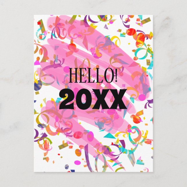 Colorful Confetti New Year Pink Squiggle Template (Front)