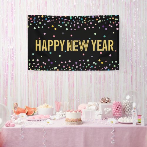 Colorful Confetti New Years Eve Party Decorations Banner